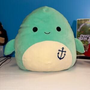 Perry the Dolphin Squishmallow 8” Teal Anchor Plush EUC 2019 Q007